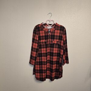 Red and Black Plaid Tunic Top